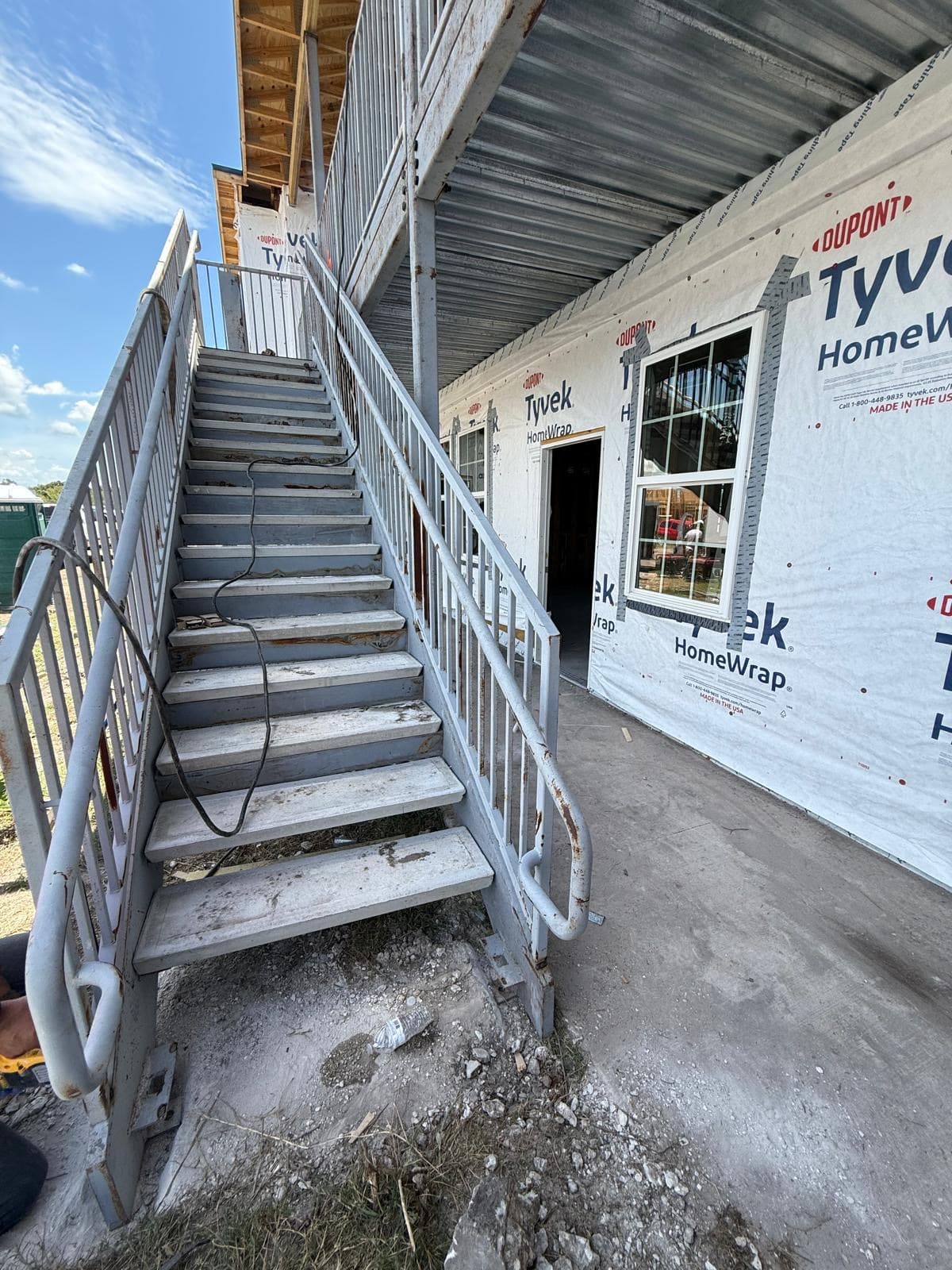 Exterior Egress Staircase with Steel Handrail