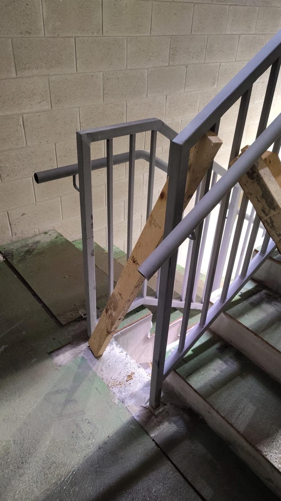 Steel Guardrail Installation at Stair Landing